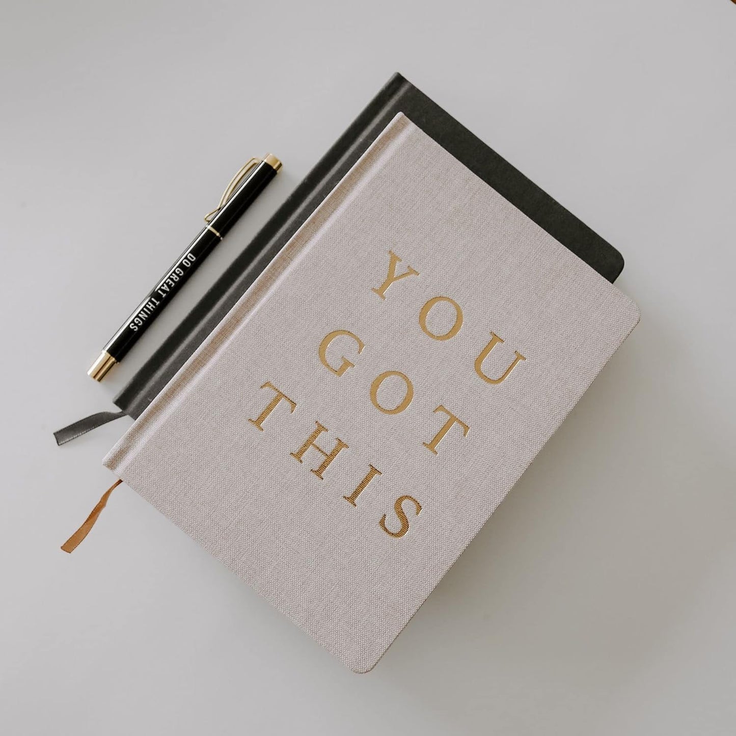 Sweet Water Decor Cute Motivational Lined Composition Notebook for Women, 100 Ruled Pages for Writing, Diary with Fabric Inspirational Cover (You Got This)