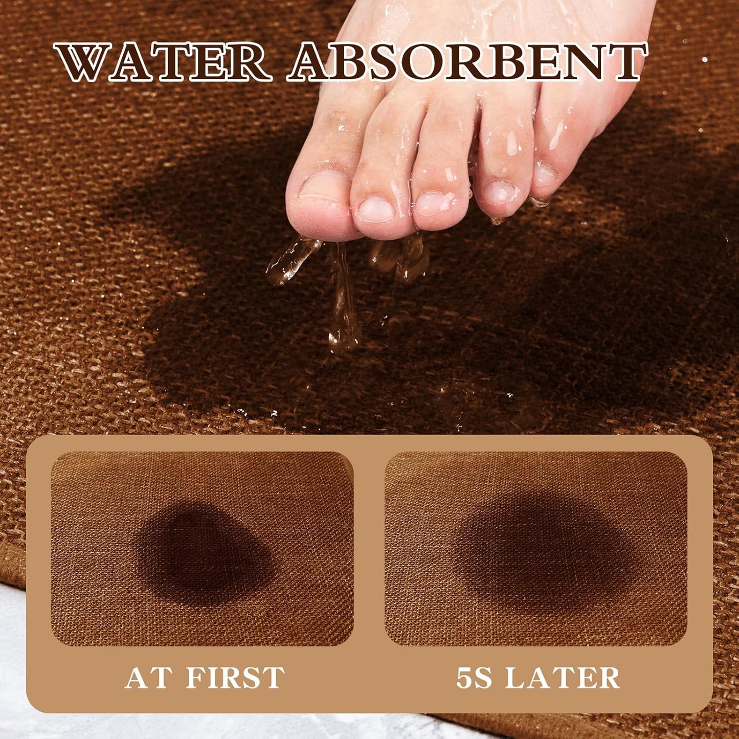 chakme Bathroom Rugs Mat 47x24, Ultra Thin Non Slip Bath Rug Large Quick Dry Absorbent Bath Mat for Bathroom, (Rust, 47"x24")