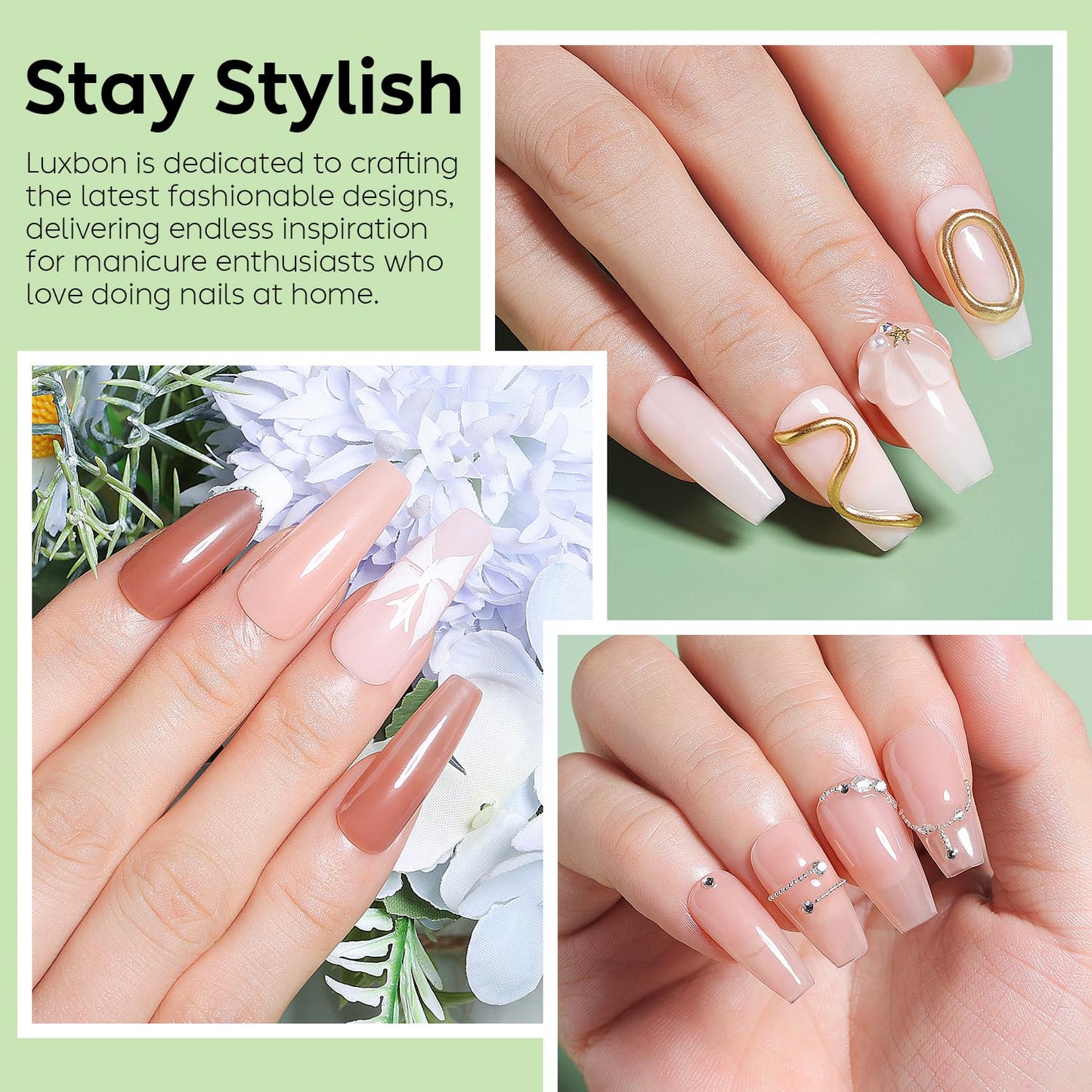 Luxbon 12 pcs Gel Nail Polish Set - Spring Color Set Long Lasting Gel Polish, uv led Soak Off Nail Art Designs Manicure Kit 001