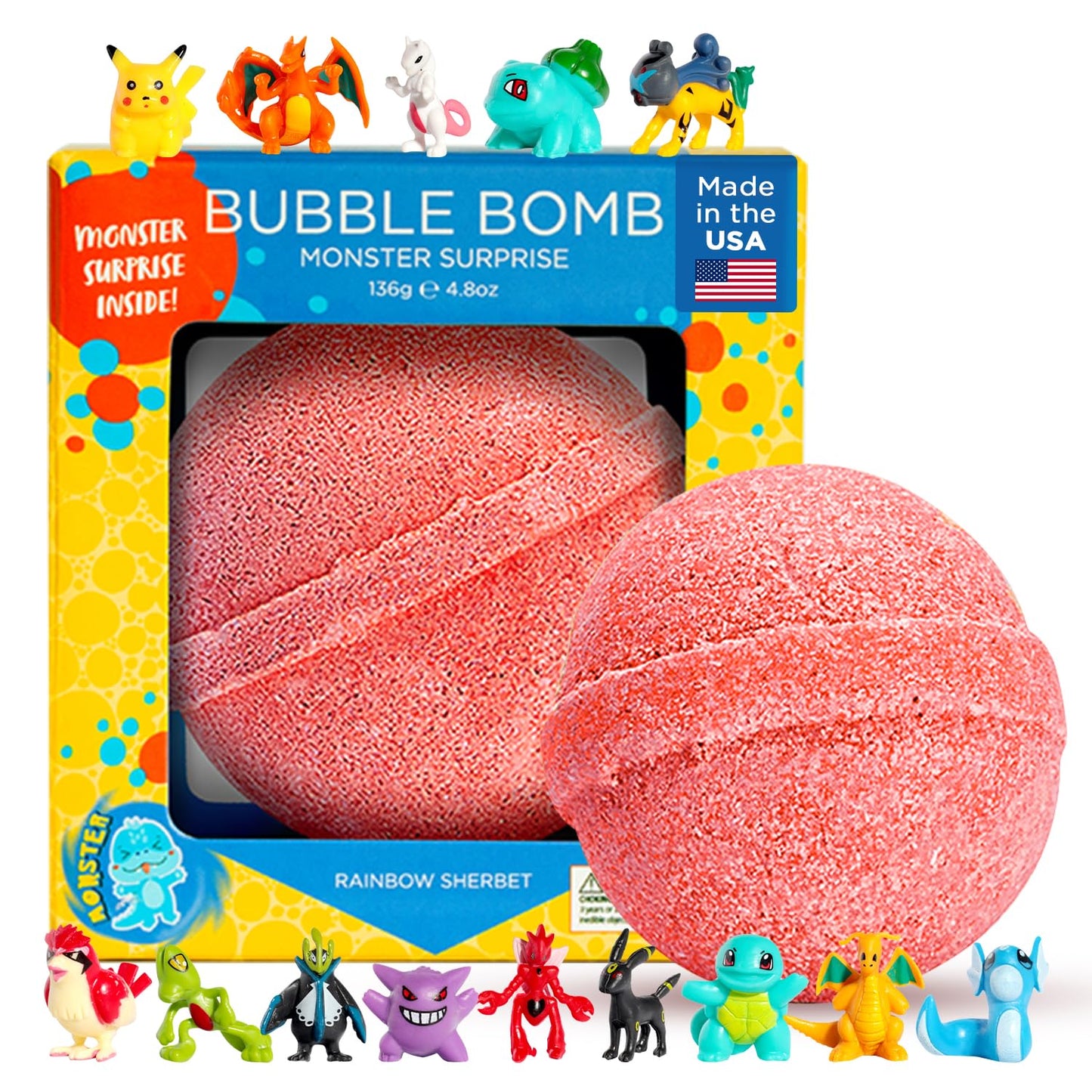 Monster Bath Bomb for Kids with Surprise Toys Inside (Gift Set) - Large Bubble Bath Bombs for Boys & Girls - Skin-Safe, Made in USA, Birthday Gift & Boo Basket Stuffer by Two Sisters