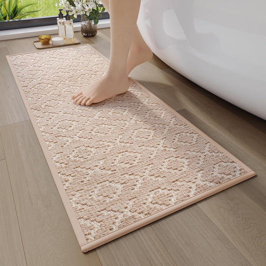 Bathroom Rugs Non Slip, Super Absorbent Quick Dry Bath Mat, Rubber Backing Ultra Thin Bathroom Mats Fit Under Door Bathroom Floor Bathtub Shower