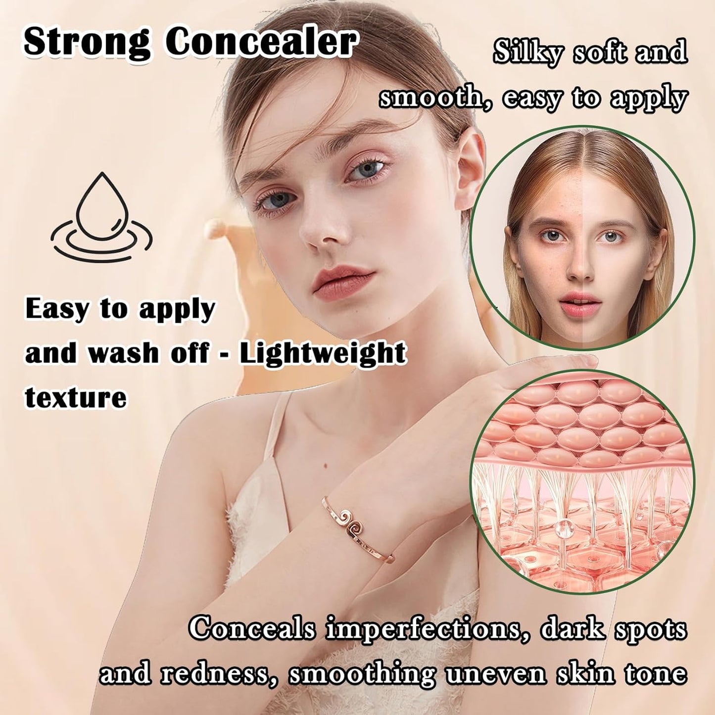 Air Cushion CC Cream Mushroom Head Foundation,Full Coverage Liquid Makeup Foundation,Oil Control Long Lasting Moisturizing BB Cream Foundation Makeup,Matte Concealer for All Skin Types(Natural)