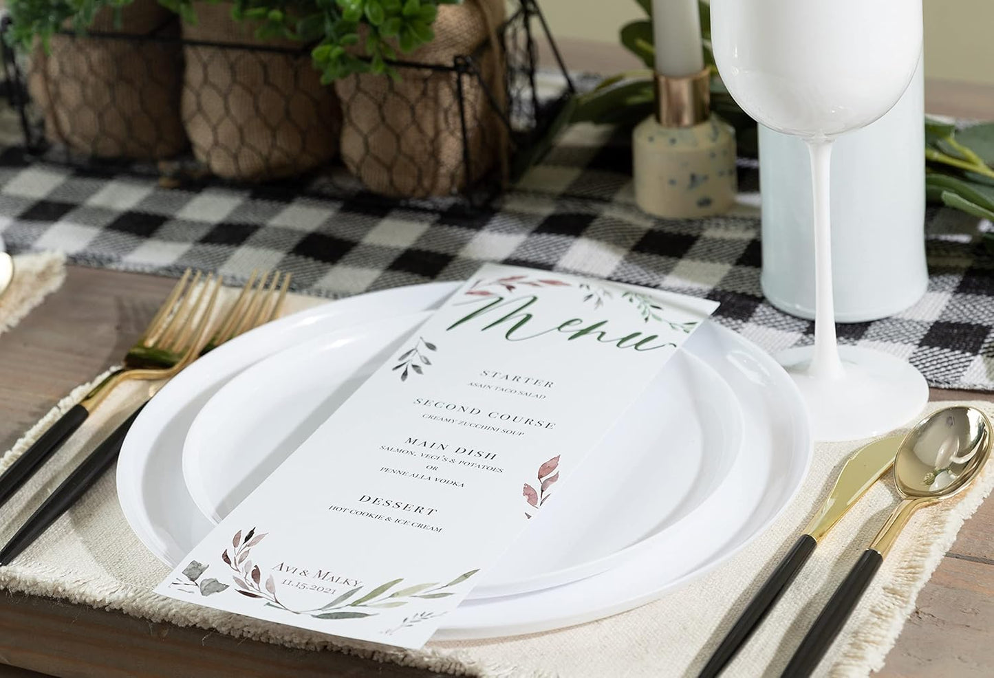 PLASTICPRO [30 Pack 8.6''] White Plastic Party Plates Edge Collection Premium heavyweight Elegant Disposable Tableware Dishes