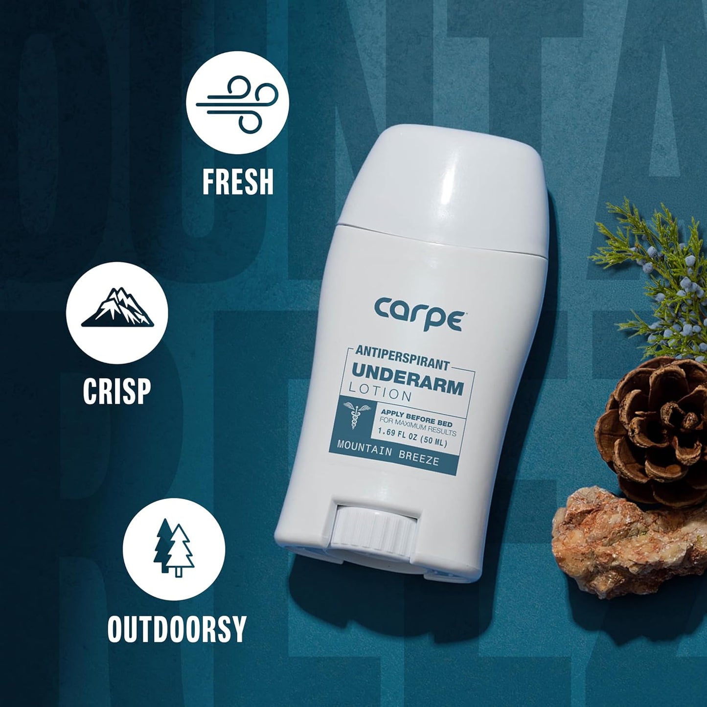 Carpe Underarm Antiperspirant and Deodorant, Clinical strength with Mountain Breeze scent, Combat excessive sweating Stay fresh and dry, Great for hyperhidrosis (Pack of 3)