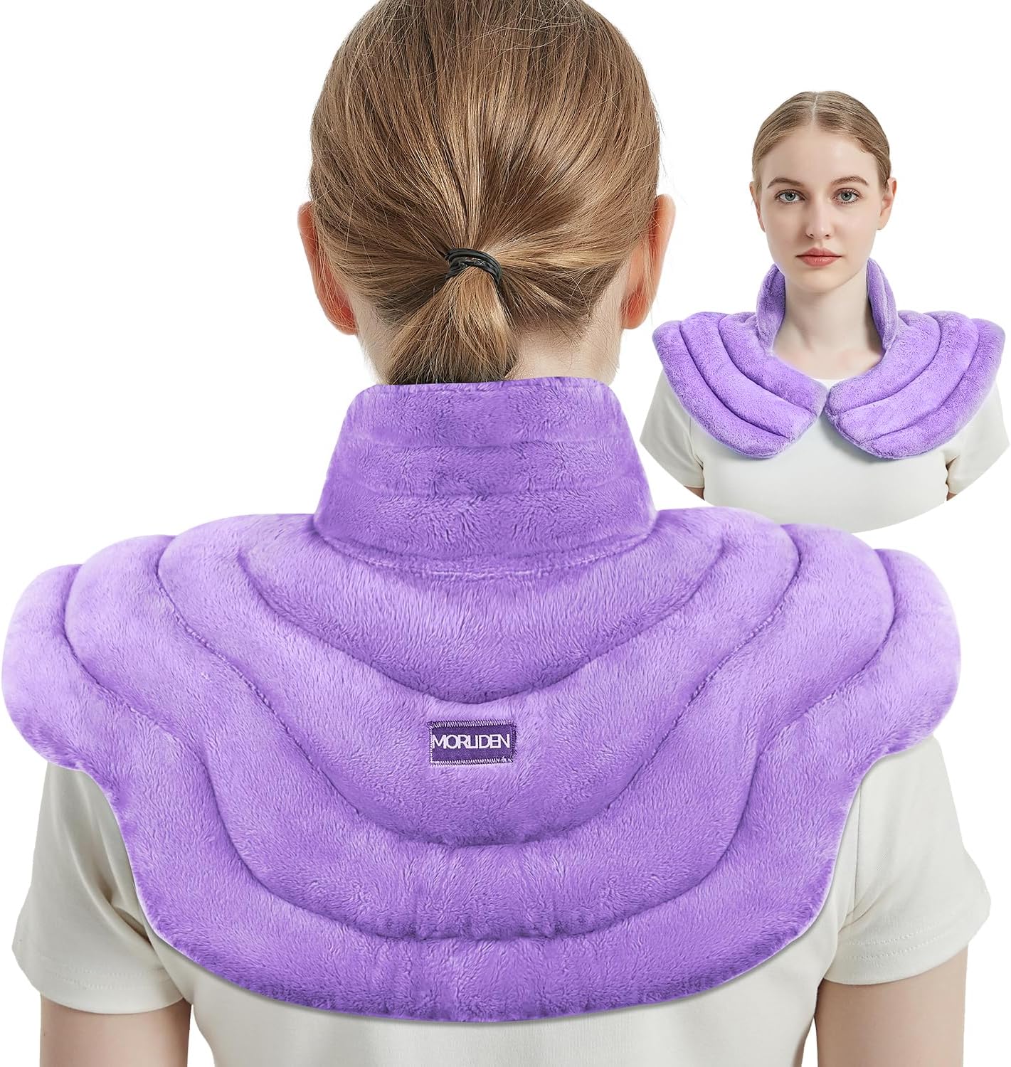 Neck Heating Pad Microwavable for Shoulders, Warmer Wrap Microwave Heating Pad for Neck and Shoulders for Pain Relief (Purple)