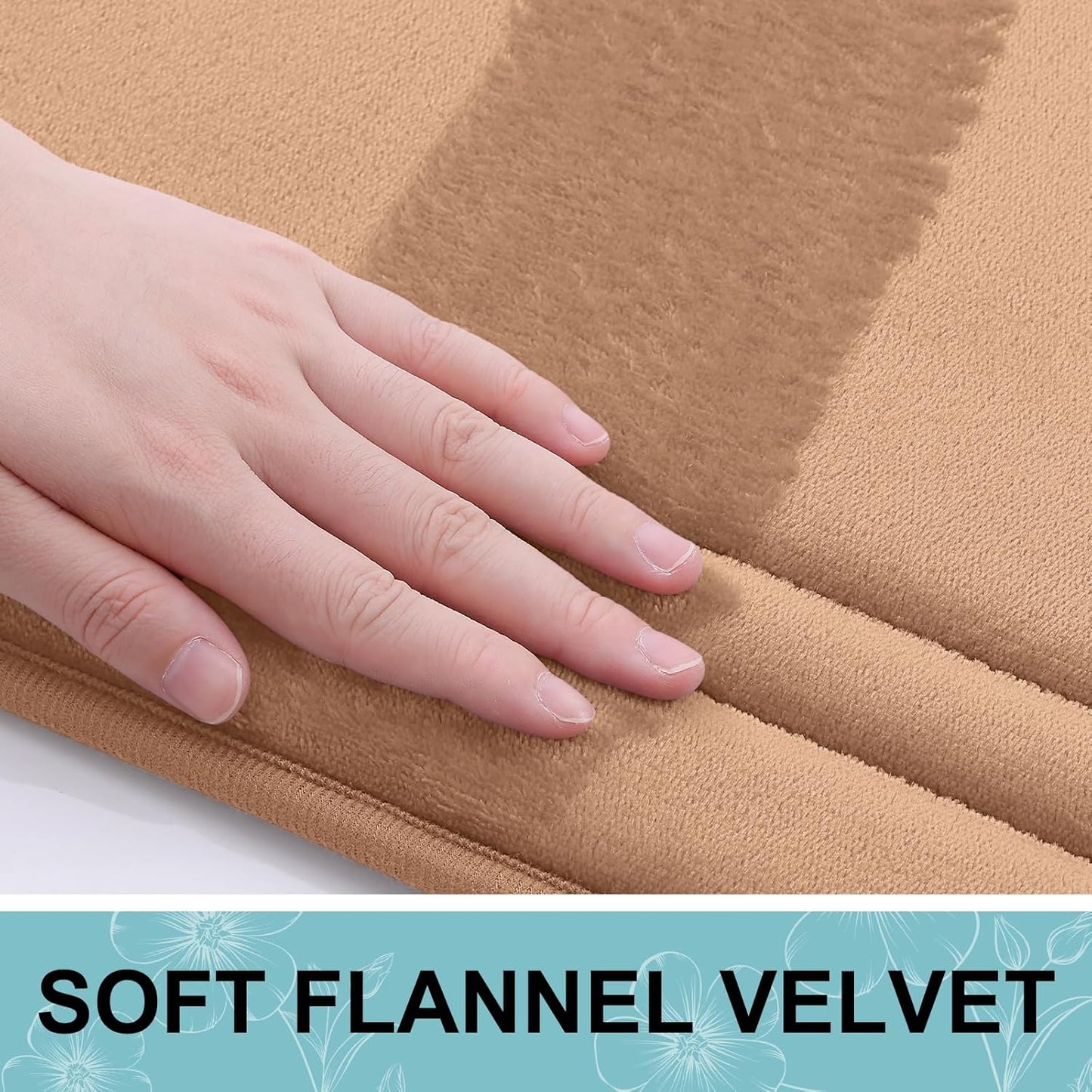 Grandaily Memory Foam Bath Mat Rug 24x16, Ultra Soft, Non-Slip and Absorbent Bathroom Rugs, Machine Wash Dry, Comfortable Bath Carpet for Bathroom Floor, Tub and Shower, Dark Beige