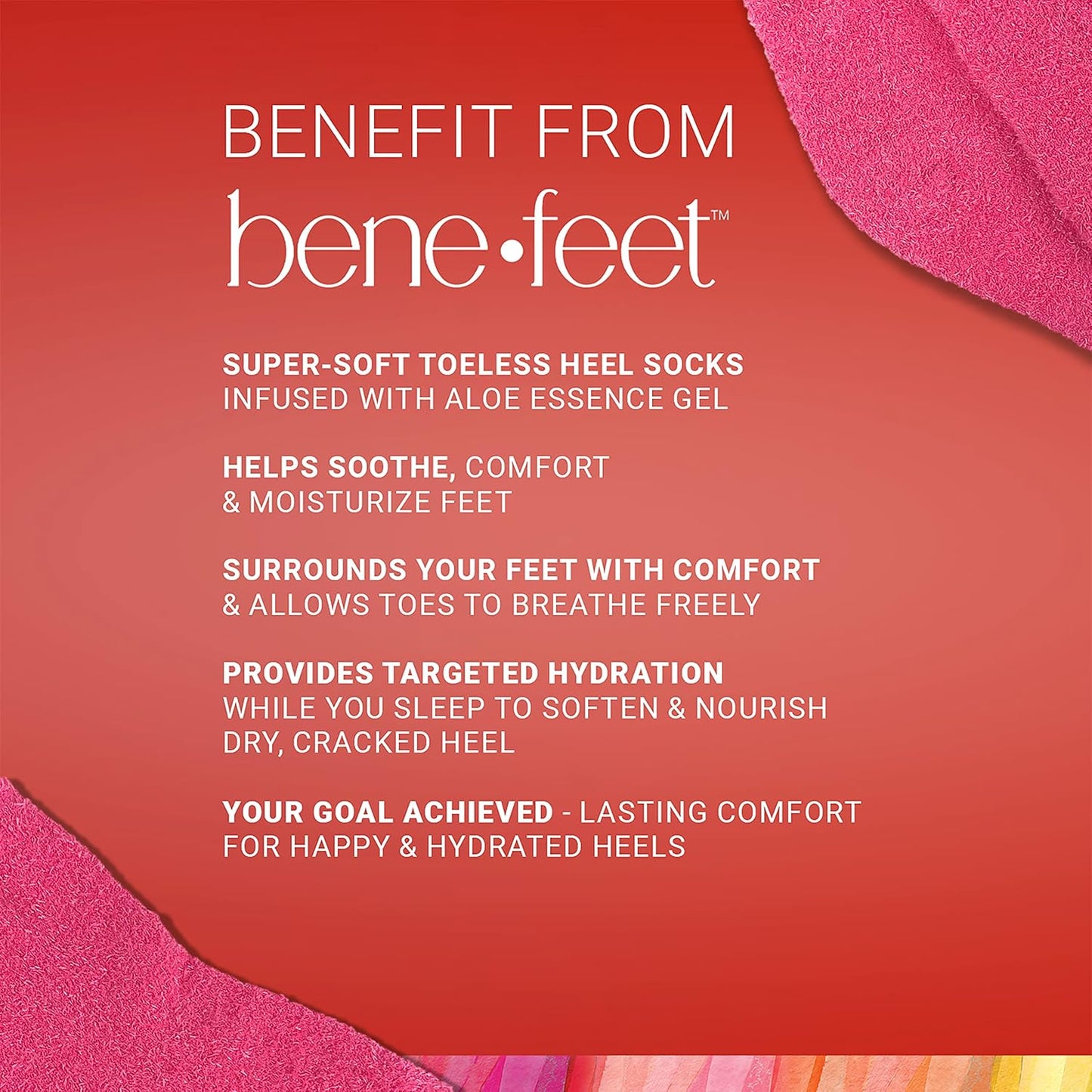 Benefeet Toeless Aloe Moisturizing Heel Socks - Effective Overnight Foot Rejuvenation, Targeted Hydration to Soften Dry Skin, Infused w/Coconut Oil, Aloe + Jojoba Seed Oil, 1 Pair (1 Pack)