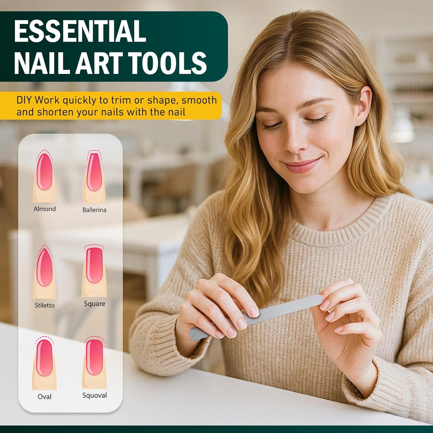 FVION Nail File Set – 2 Pcs Professional Long Nail Files for Natural Nails Double-Sided, Metal Nail File Men Manicure Pedicure Tools