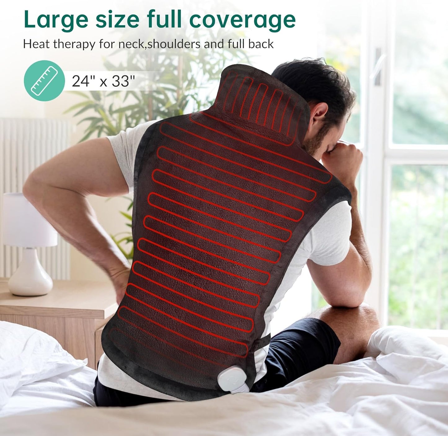 Heating Pad for Neck and Shoulders and Back, Heated Pad for Back Pain Relief, Extra Large Heat Pad, Machine Washable Father Husband,Gifts for Dad Men Mom Women
