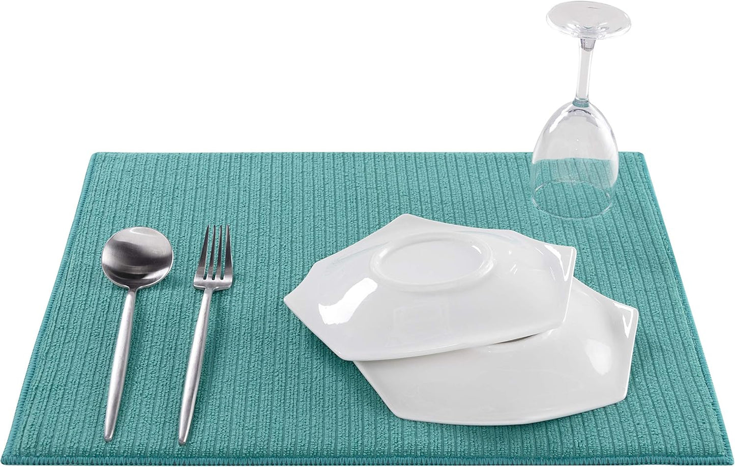 Absorbent, Reversible Microfiber Dish Drying Mat for Kitchen, 18 Inch x 24 Inch