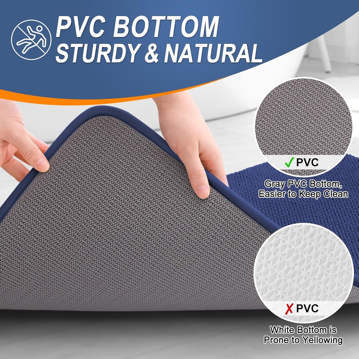 OLANLY Thick Memory Foam Bath Mat Rug 30x20, Extra Soft Absorbent Bathroom Rug, Quick Dry Bath Mats, Non-Slip, Machine Washable Carpet, Tub and Shower, Home Decor Accessories, Twilight Sapphire