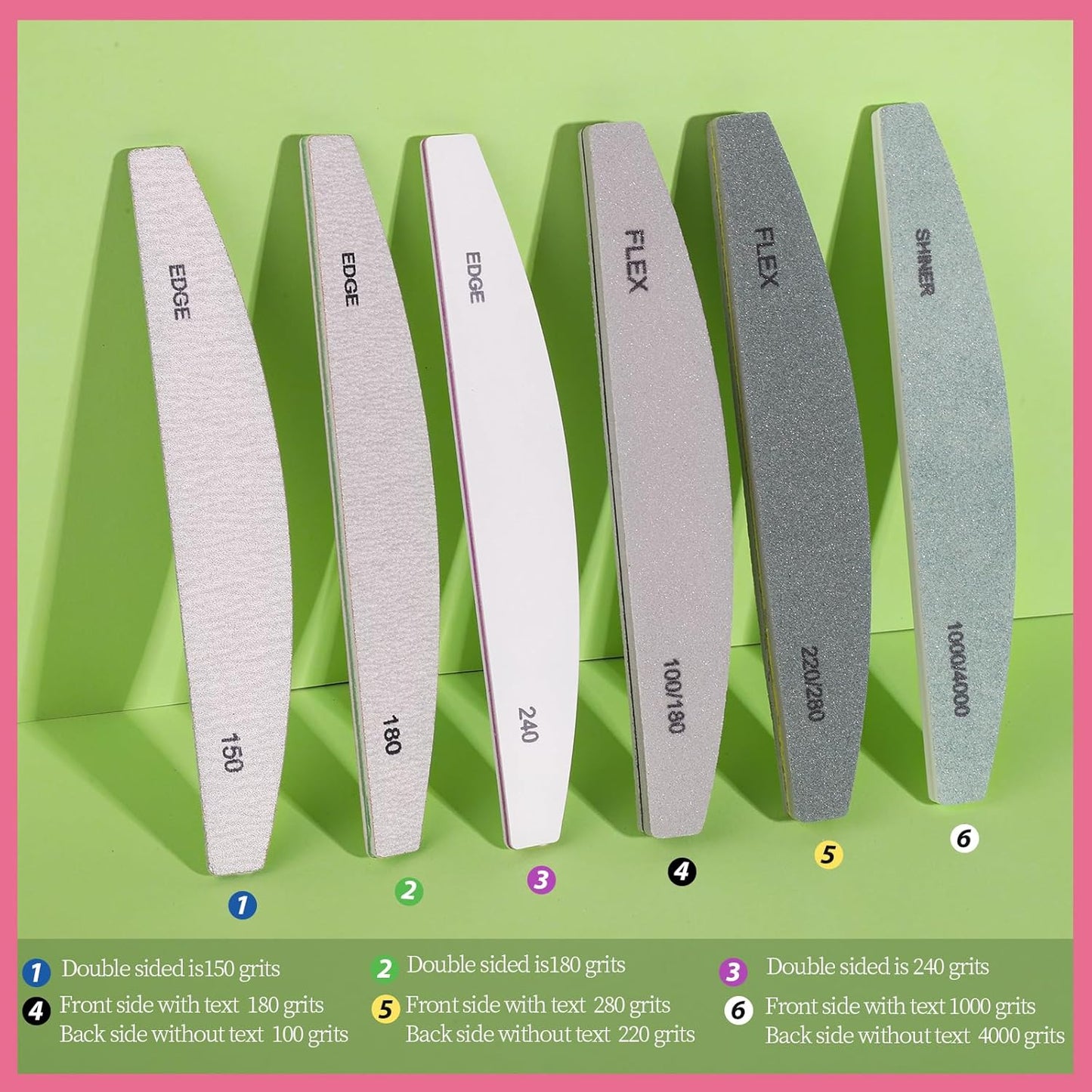 Teenitor Nail File and Buffer Set, 2 Sets Nail Buffer Block Nail Files for Natural Nails, Emery Boards for Nails Nail Buffer and Shine Kit, Acrylic Nail Files 100/180 Fingernail Files for Women