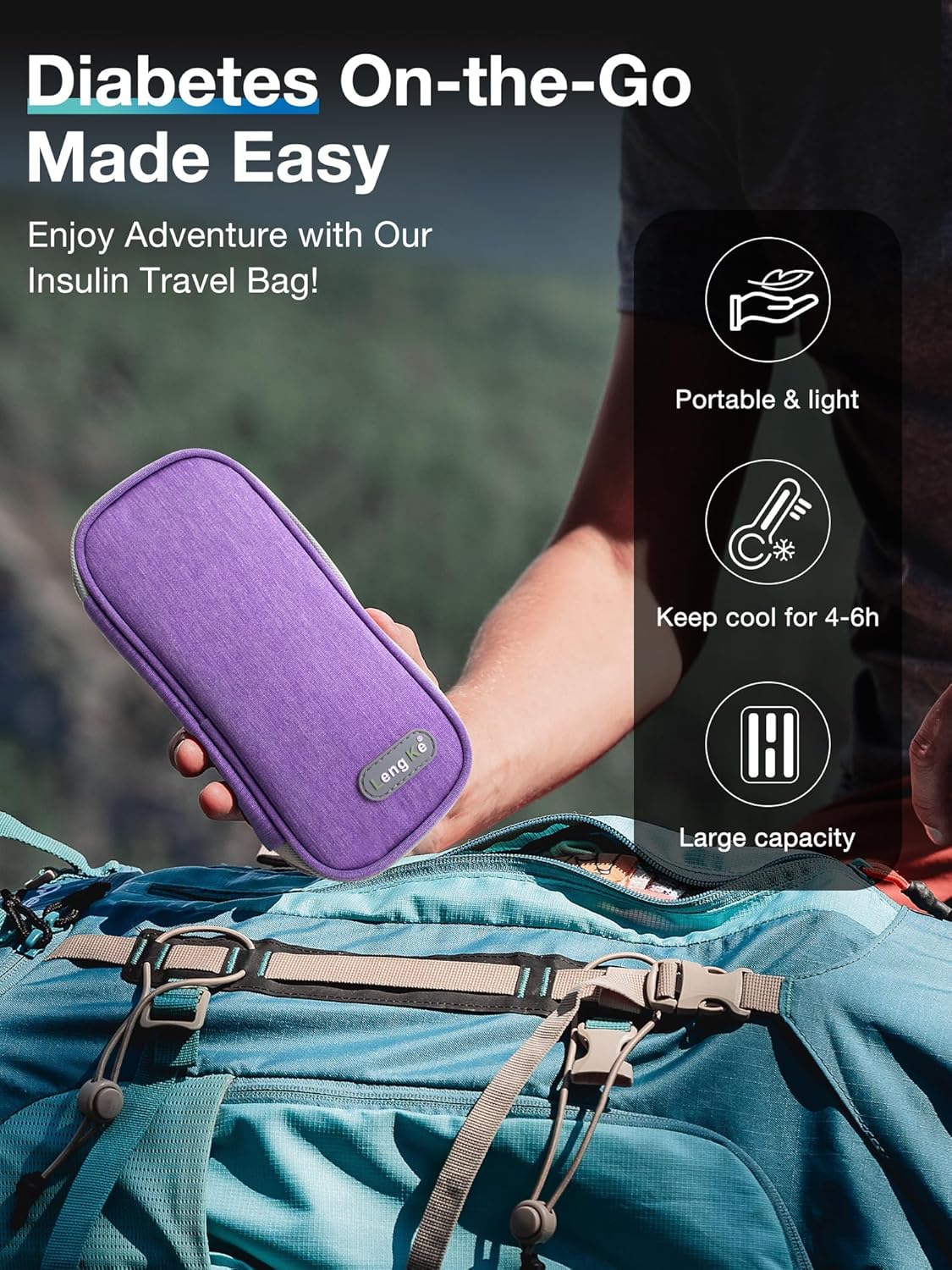 Leng Ke Insulin Cooler Travel Case TSA Approved Ice Packs,Insulin Travel Case for Insulin Pen, Insulin Supplies, Portable Insulin Pen Cooler Travel Case for Travel and Daily Life (Purple)