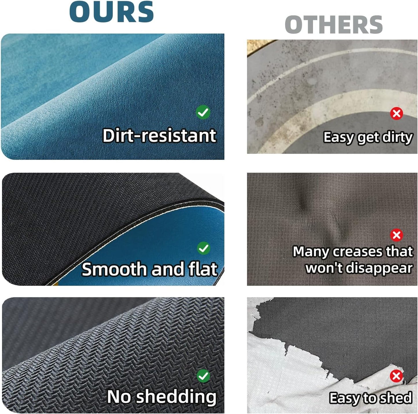 Bathroom Mat Quick Dry, Bathroom Rugs Non Slip Washable Thin Absorbent Bath Mat Fits Under Door Bathroom Floor Mat Perfect for Bath, Shower, or Sink 12"x12" Denim Blue