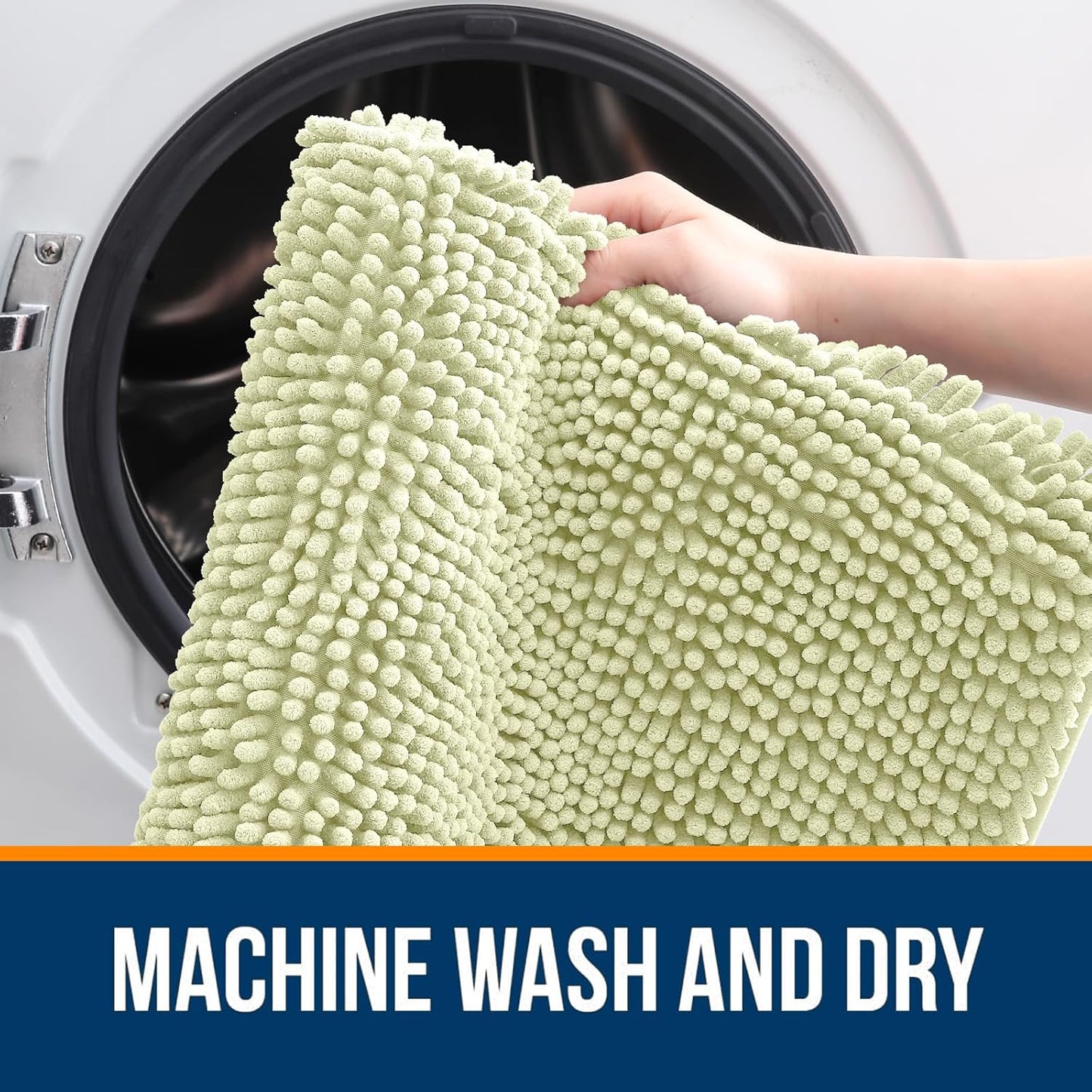 OLANLY Bathroom Rugs 24x16, Extra Soft Absorbent Chenille Bath Rugs, Rubber Backing Quick Dry, Machine Washable Bath Mats for Bathroom Floor, Tub and Shower, Home Decor Accessories, Vanilla