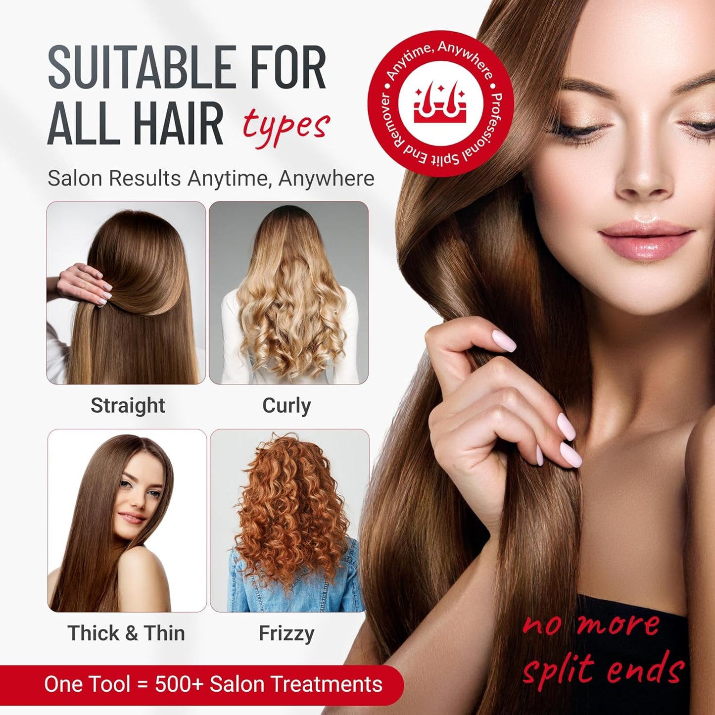 Split-Ender PRO - Professional Hair Trimmer with Charging Station, Automatic Split End Remover for Frizzy, Dry, Damaged, Colored, Broken, Curly, Straight or Bleached Hair Types, Hair Styling Tool