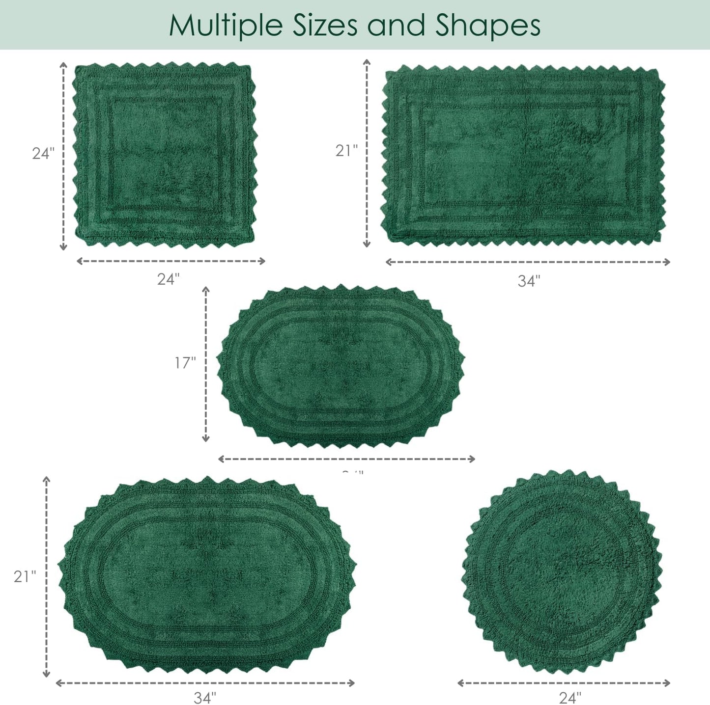 RAJRANG Foliage Green Oval Cotton Bath Mat – 34x21 Inch Reversible Crochet Bathroom Rug – Soft, Absorbent, Handmade Boho Rug for Spa, Kitchen, or Entryway