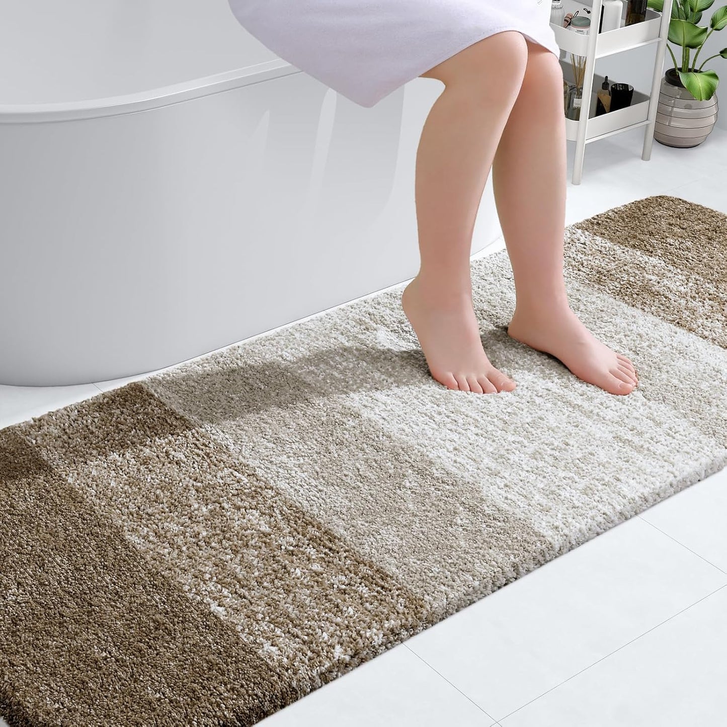 OLANLY Bathroom Runner Rugs 70x24, Extra Soft Absorbent Microfiber Bath Rugs, Rubber Backing, Quick Dry, Machine Washable Bath Mats for Bathroom Floor, Tub and Shower, Home Decor Accessories, Coffee