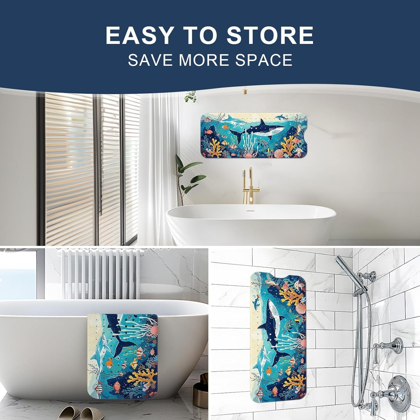 XIYUNTE Baby Bath Mat for Tub Non Slip Kids Bath Mat - 40"x16" Extra Long Bathtub Mat Non Slip Kids, Eco-Friendly Toddler Bath Mats with Suction Cups for Secure Grip, Easy to Clean & Easy Drying