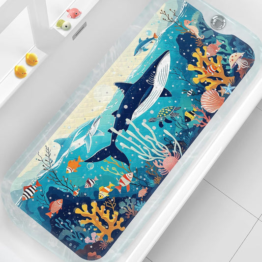 XIYUNTE Baby Bath Mat for Tub Non Slip Kids Bath Mat - 40"x16" Extra Long Bathtub Mat Non Slip Kids, Eco-Friendly Toddler Bath Mats with Suction Cups for Secure Grip, Easy to Clean & Easy Drying