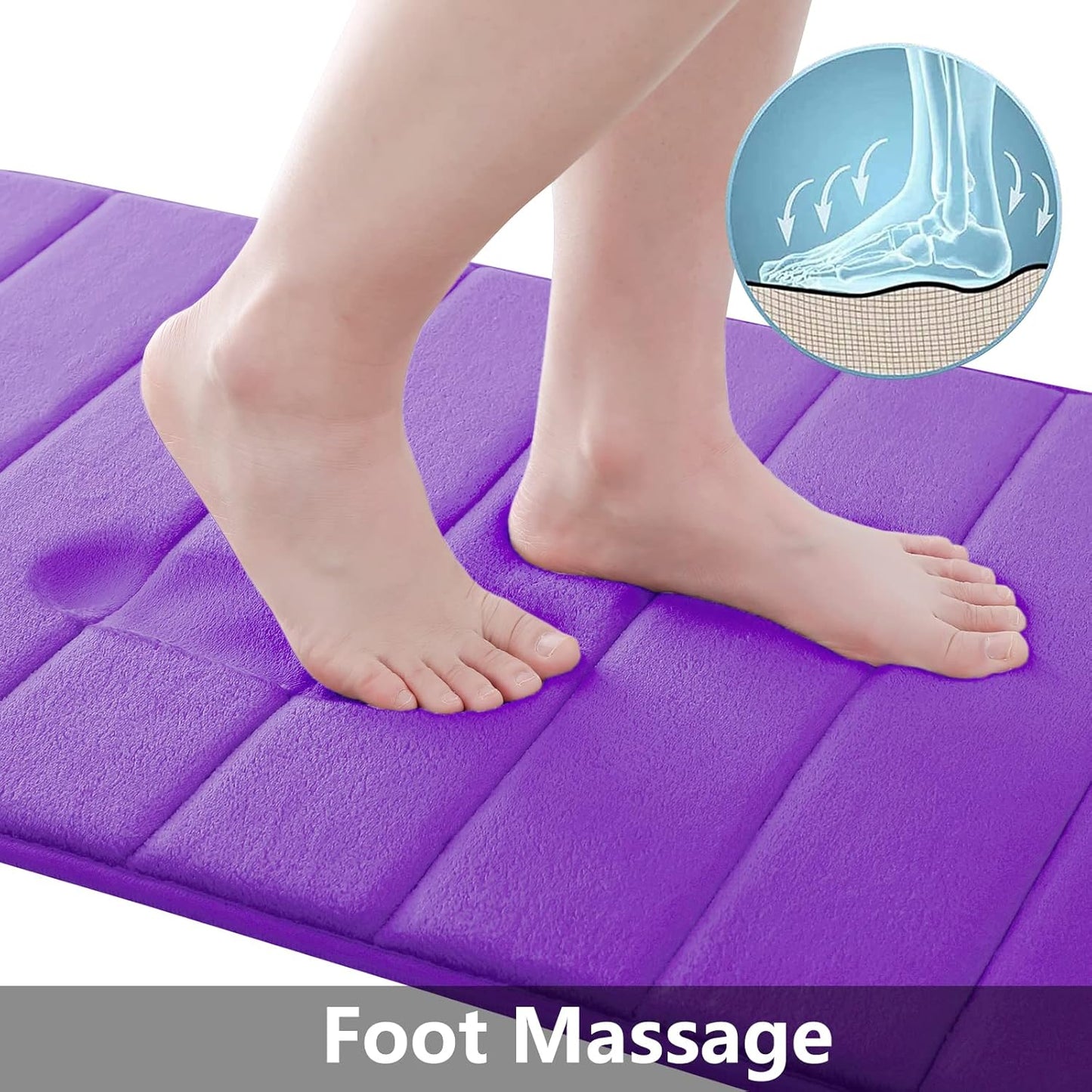 Buganda Memory Foam Bath Mat, 24" x 16", Ultra Soft and Non-Slip Bathroom Rugs, Water Absorbent and Machine Washable Bath Rug for Bathroom, Shower, and Tub, Purple