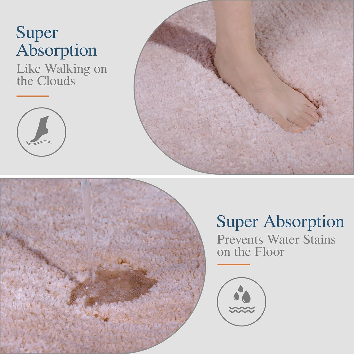 Walensee Large Bathroom Rug (24 x 36, Dusty Pink) Extra Soft and Absorbent Shaggy Bath Mat Machine Washable Microfiber Non Slip Luxury Floor Mat