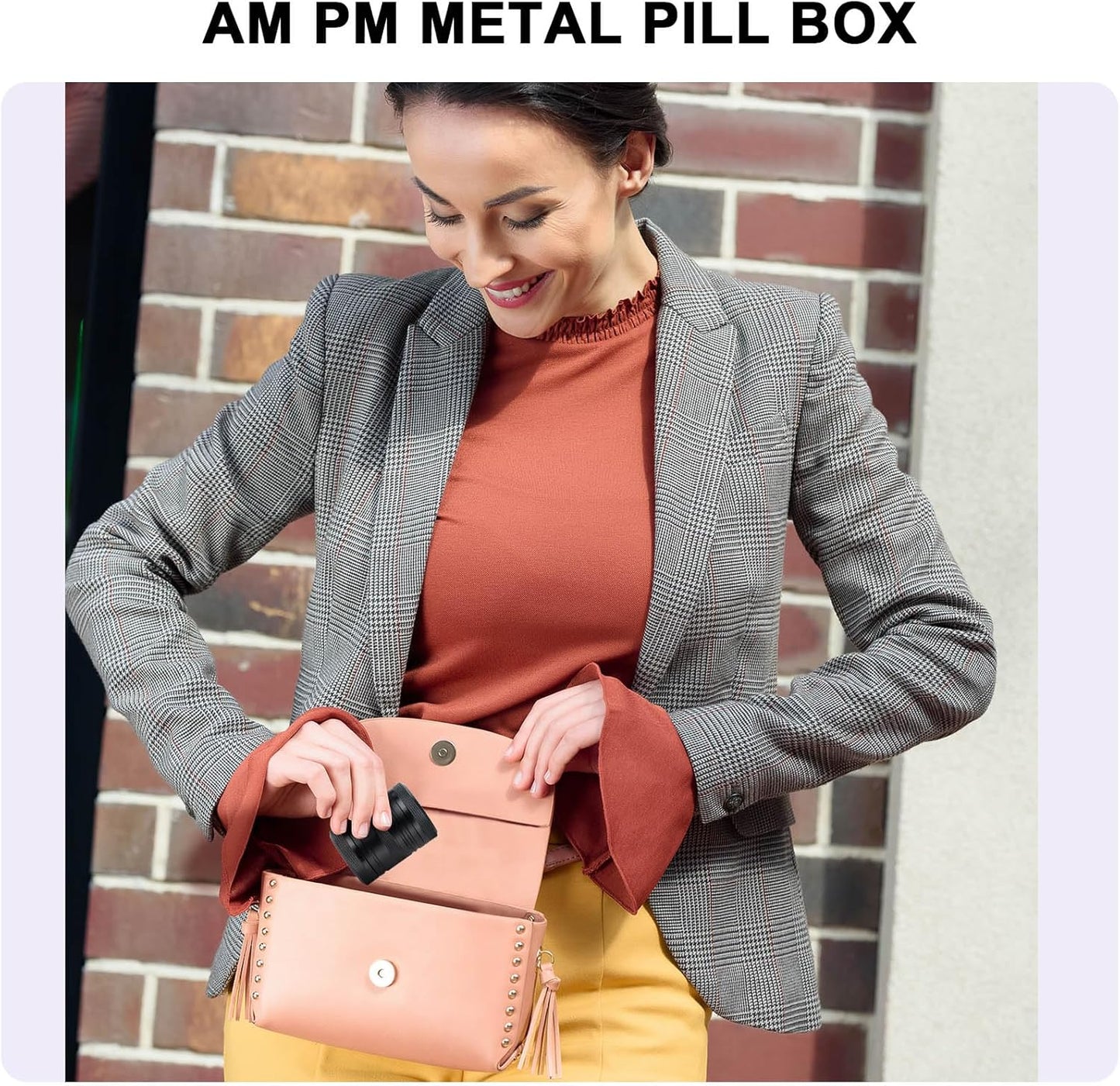 Pill Box 2 Times a Day - Metal Pill Case, Portable Daily 2 Compartment Pill Container, Waterproof Travel Aluminum Pill Holder for Fish Oils, Vitamin, Fish Oil, Supplements