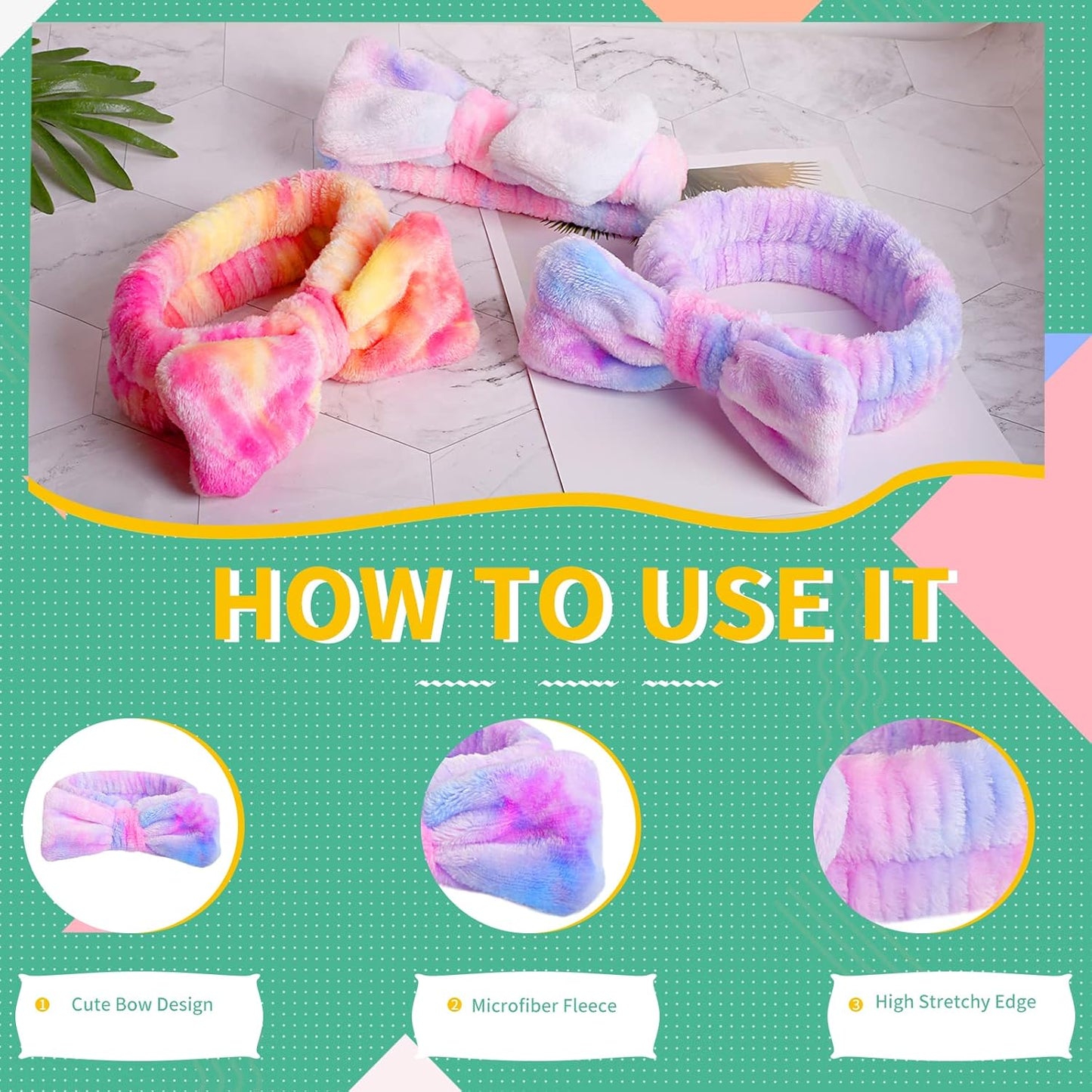 WSYUB Spa Headband,Makeup&Skincare Headbands,Headband for Washing Face,Teen Girls Fuzzy Hair Bands for Women