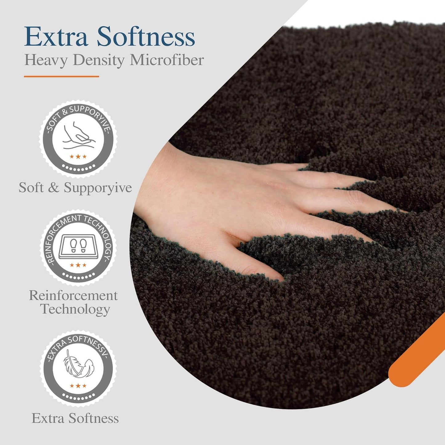 Walensee Large Bathroom Rug (24 x 36, Brown) Extra Soft and Absorbent Shaggy Bath Mat Machine Washable Microfiber Non Slip Luxury Floor Mat