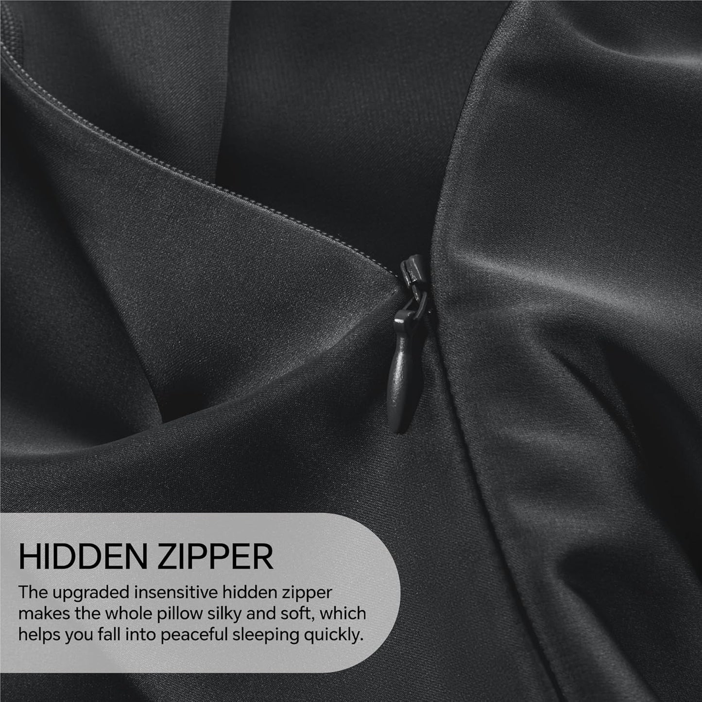 INFIIXSO Mulberry Silk Pillowcase for Hair and Skin, Silk Pillow Cases Queen Size Set of 2 with Hidden Zipper 20x30 Inches, Ultra Smooth and Soft Cooling Pillow Cases for Hot Sleepers(Black, 2 Pack)