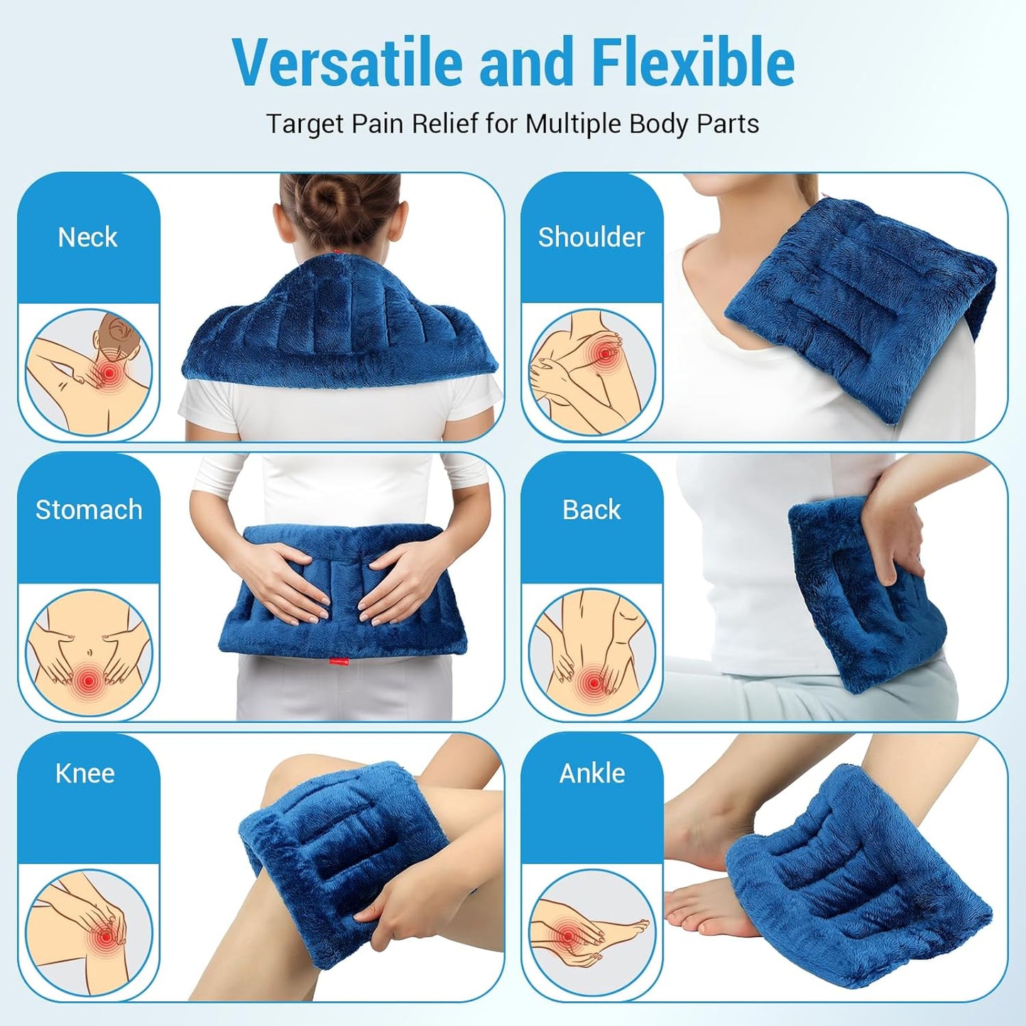 Comfytemp Microwavable Heating Pad for Pain Relief, 8"x16" 2.18 LB Hot Pack Moist Heat Physical Therapy for Neck Shoulder, Cramps, Muscle Aches, Joints, Warm Compress Recovery Gifts