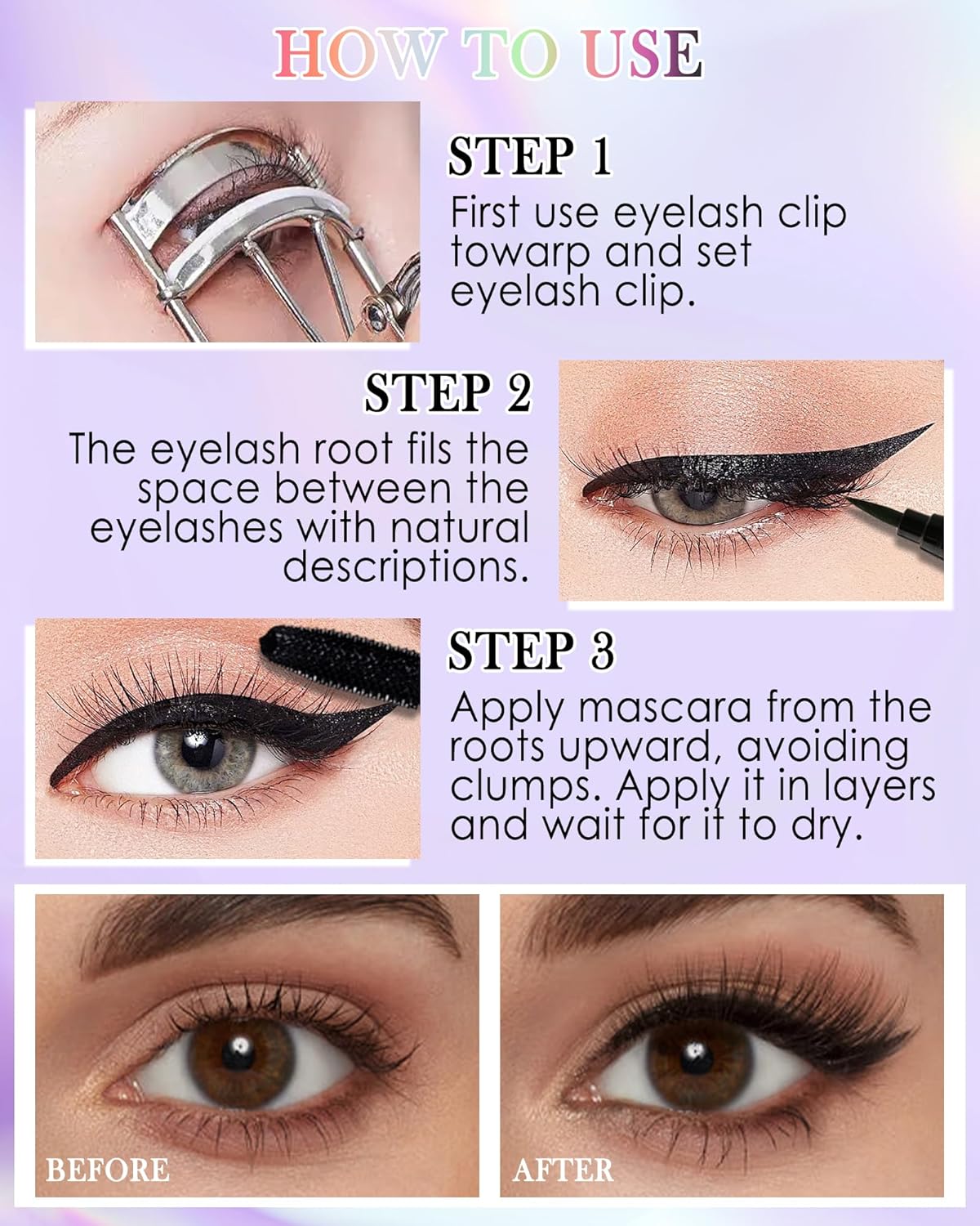 Blue Mascara Liquid Eyeliner Set, Update Longlasting Waterproof Color Eye Liner Pen, 5D Silk Fiber Colored Mascara Volume and Length, Halloween Party Stage Use Eye Makeup Gift Kit for Women Girl-04