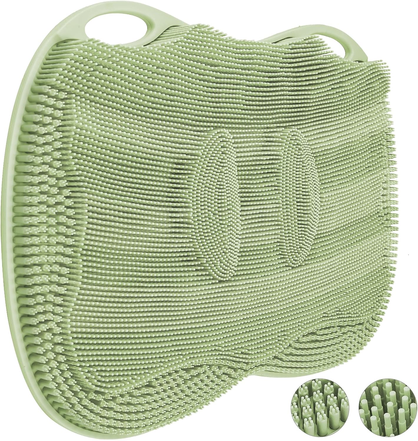XL Shower Foot Scrubber Mat, Silicone Feet Massage Cleaner Dead Skin Toes Clean Pad without Bending Non-slip Suction Cups -Improve Circulation for Feet Beauty Exfoliate Smooth Achy 17.2*13" Sage Green