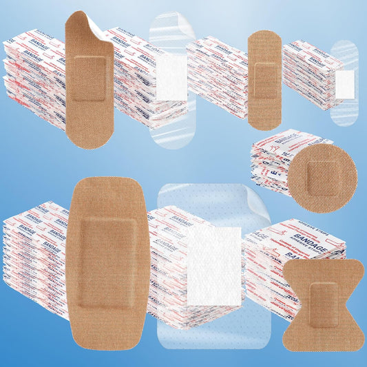 Geiserailie 300 Pcs Adhesive Bandages Family Variety Pack Fabric and Waterproof Assorted Bandages Bulk Sterile Individually Wrapped Bandages for First-Aid, Scrapes, Fingers(Clear and Fabric Bandage)