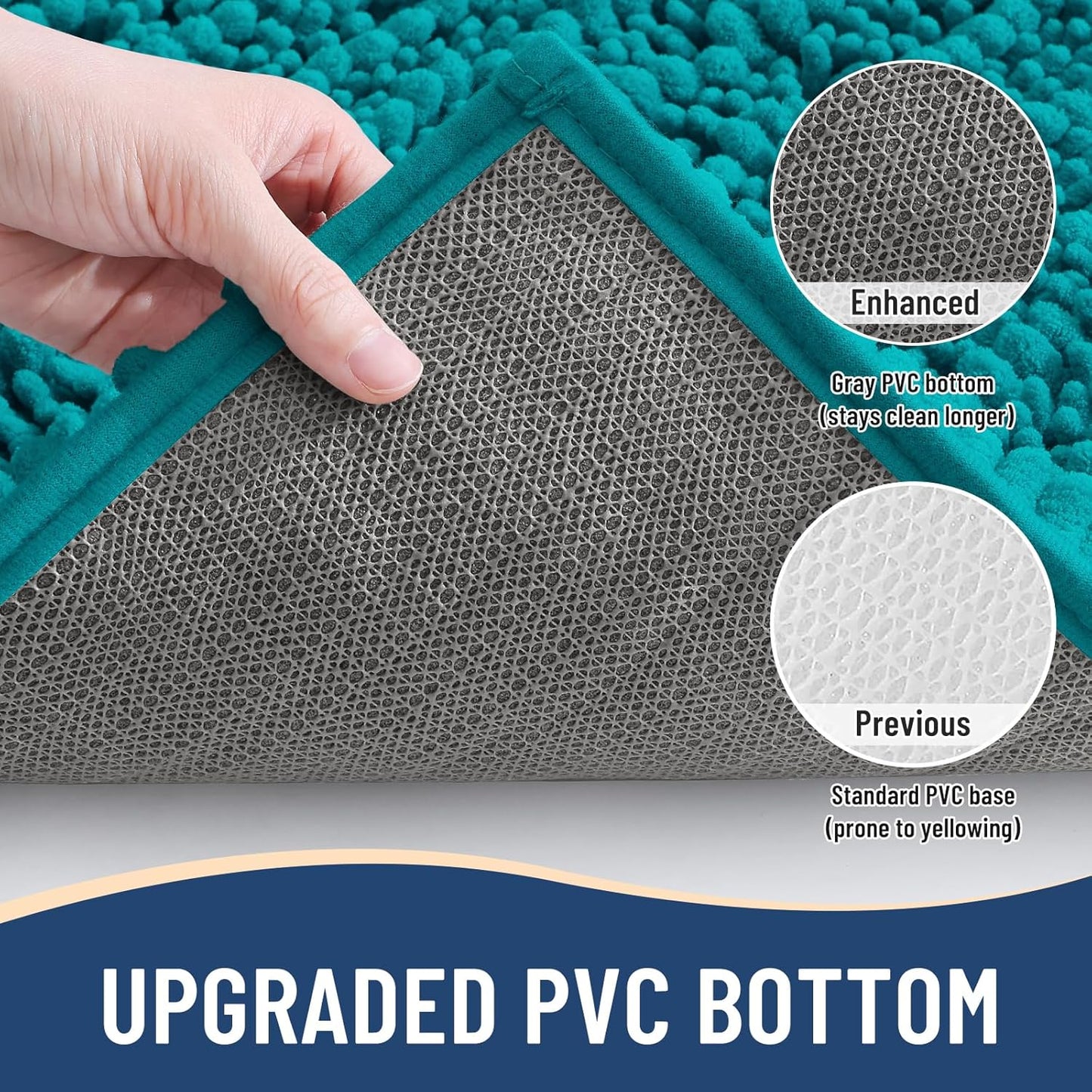 Arotive Luxury Chenille Bathroom Rug Mat, Extra Soft Thick Absorbent Shaggy Bath Rugs, Non-Slip Machine Wash Dry, Plush Bath Mats for Bathroom, Shower and Tub, 30x20, Lake Blue