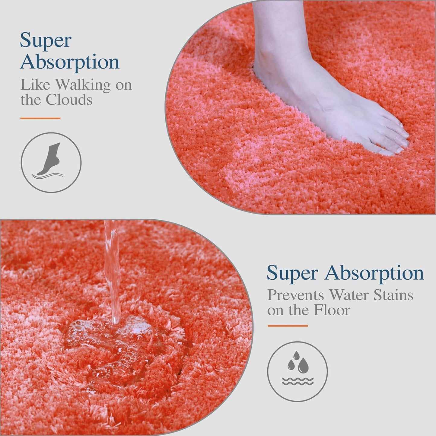 Walensee Large Bathroom Rug (24 x 40, Iiving Coral) Extra Soft and Absorbent Shaggy Mat Machine Washable Microfiber Bath Mat, Non Slip Bath Mat, Luxury Bathroom Floor Mats