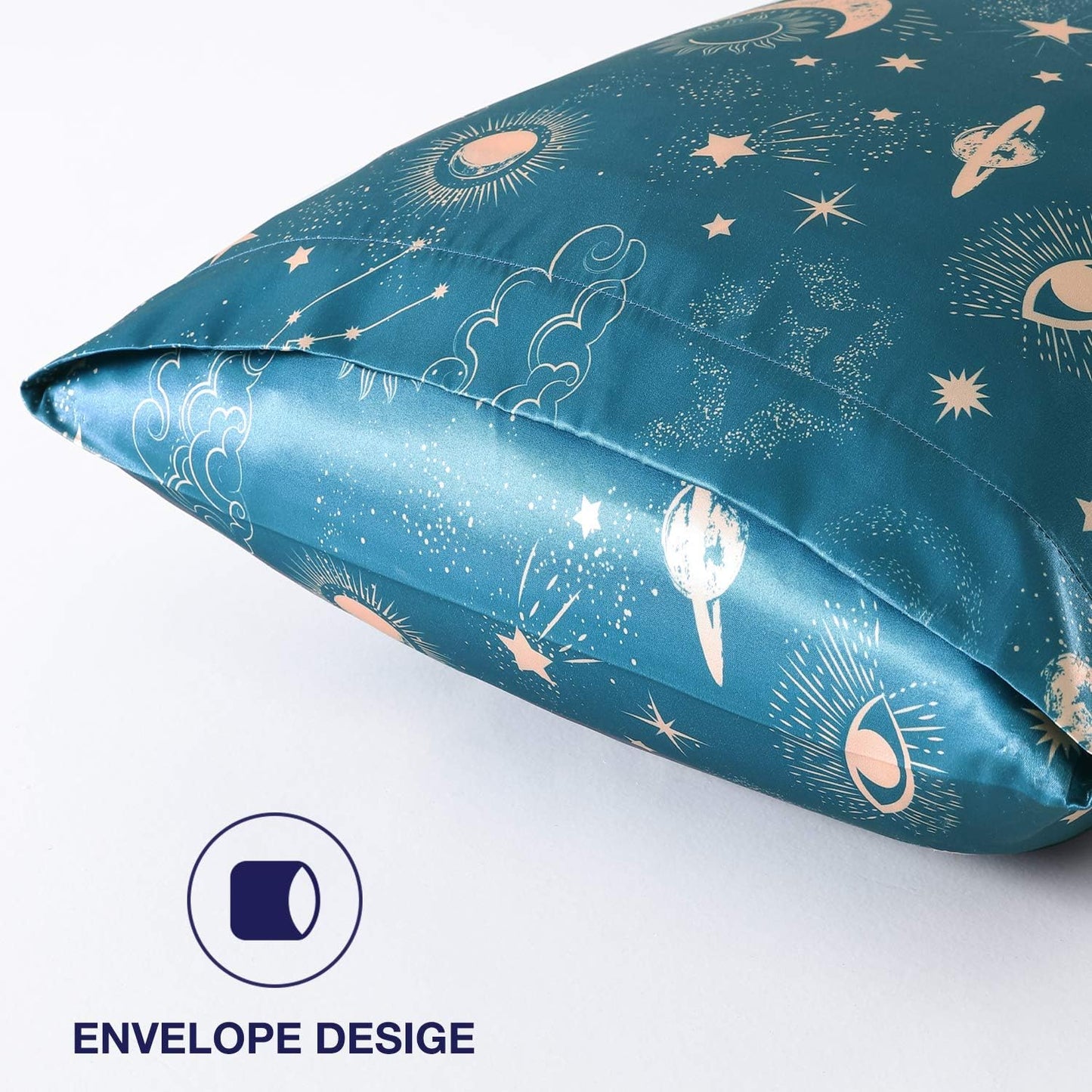 EXQ Home Silky Satin Pillowcase for Hair and Skin,Printed Cooling Pillow Cases Standard Size Set of 2 Satin Pillow Case 2 Pack with Envelope Closure (20x26 inches)