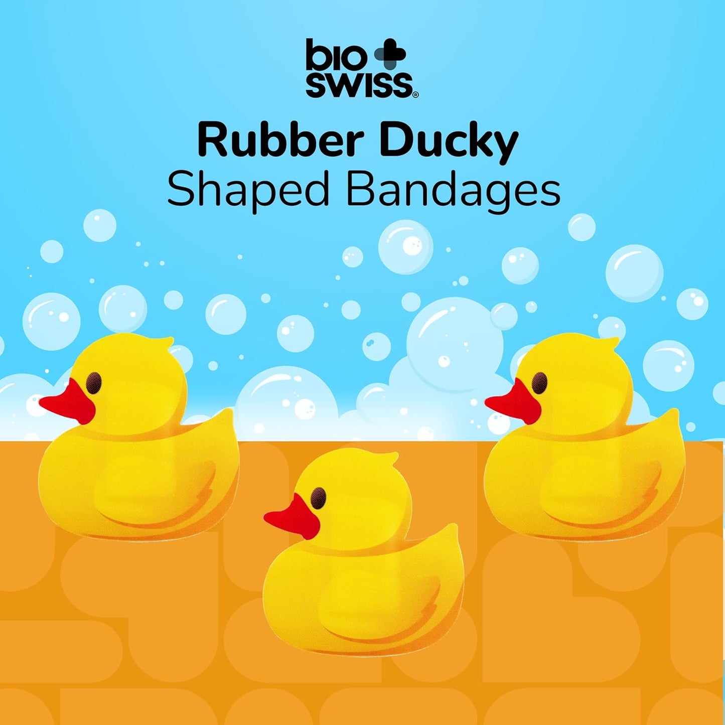 BioSwiss Kids Bandages, Rubber Ducky Shaped Self Adhesive Bandage, Latex Free, Sterile Wound Care, 24 Count