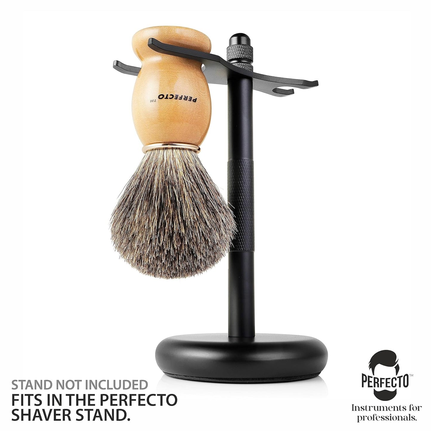 Perfecto 100% Original Pure Badger Shaving Brush, Engineered for The Best Fathers Day Gift. All Methods, Safety Razor, Double Edge Razor, Straight Razor, Shaving Razor, Gift for Dad Badger Brush.