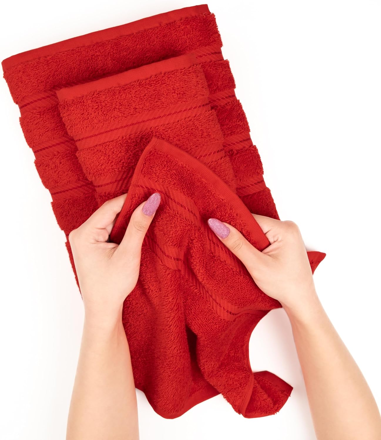 American Soft Linen Luxury 4 Piece Bath Towel Set, 600 GSM 100% Cotton Turkish Bath Towels for Bathroom, 27x54 in Large Bathroom Shower Towels, Red