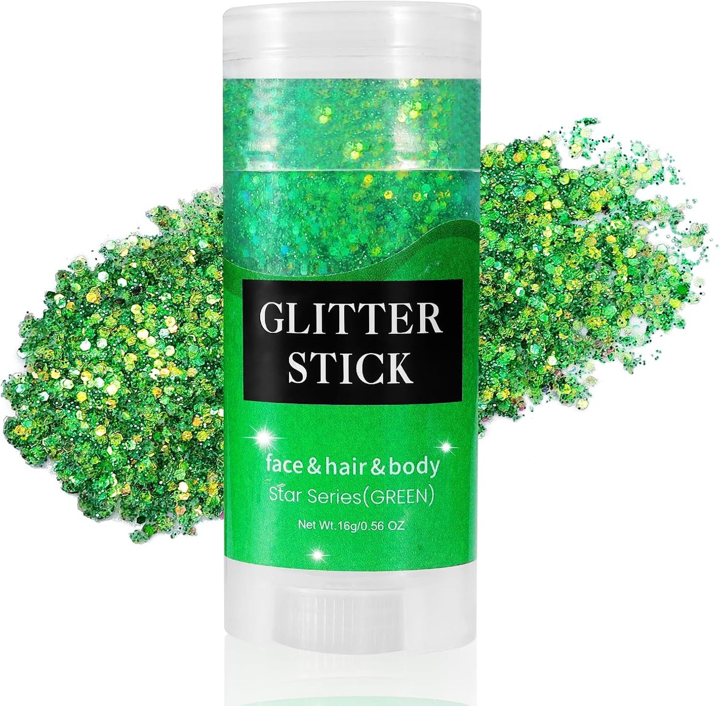 Mysense Green Body Glitter Stick, St Patricks Day Accessories, Face Hair Glitter Gel for Kids, Festival Rave Outfit for Women, Sparkling Mermaid Sequins Chunky Glitter Makeup, 0.56oz