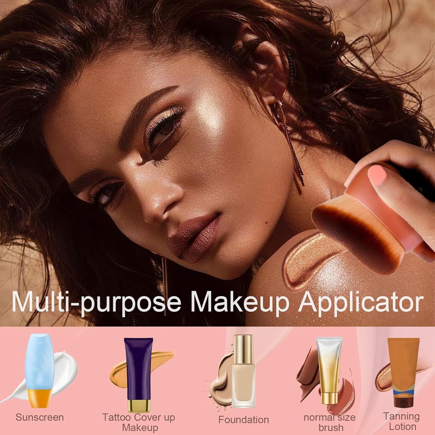 Extra Large Body Makeup Brush for Self Tanner,75mm Wide-headed Body Coverage Applicator for Tattoo Cover up Makeup, Oval Face Leg Makeup &Body Bronzer Brush,Kabuki Blending Brush for Tanning Lotion