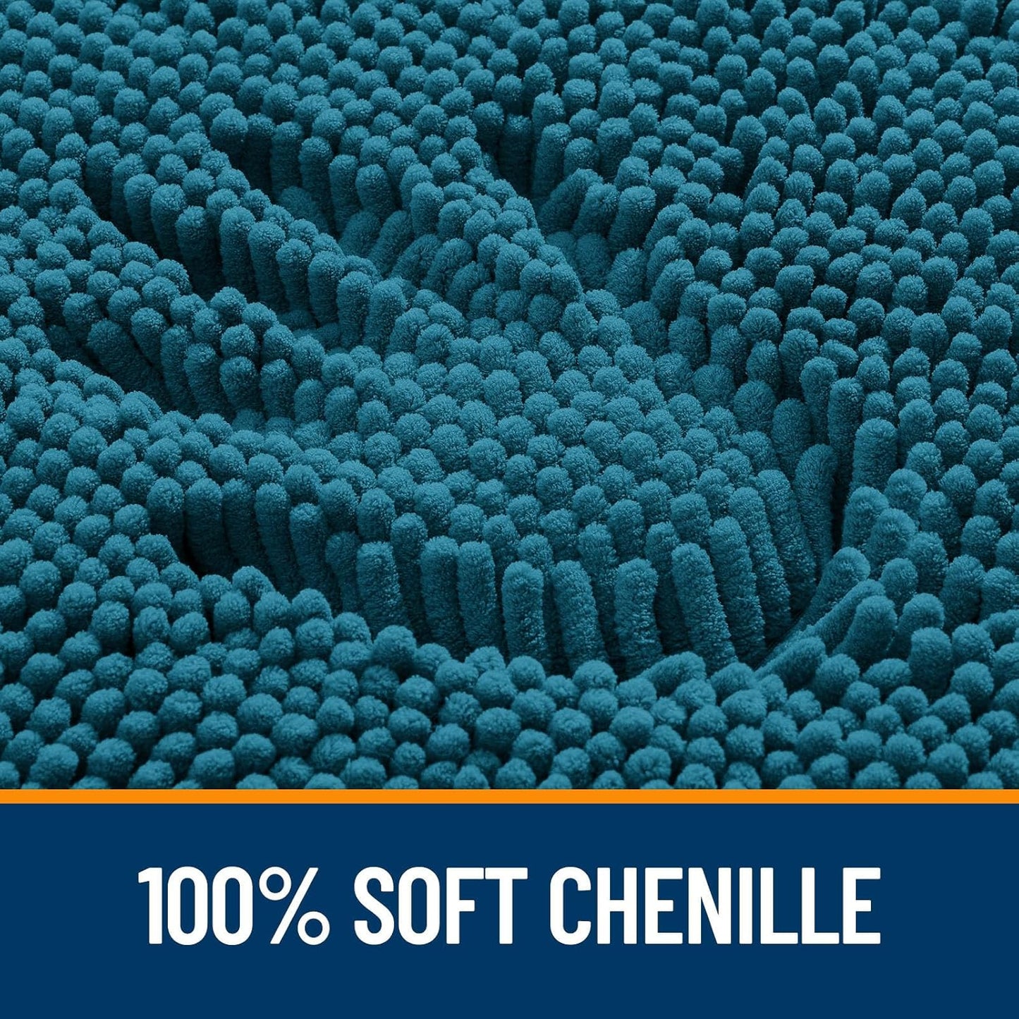 OLANLY Bathroom Rugs 40x32, Extra Soft Absorbent Chenille Bath Rugs, Rubber Backing Quick Dry, Machine Washable Bath Mats for Bathroom Floor, Tub and Shower, Home Decor Accessories, Peacock Blue