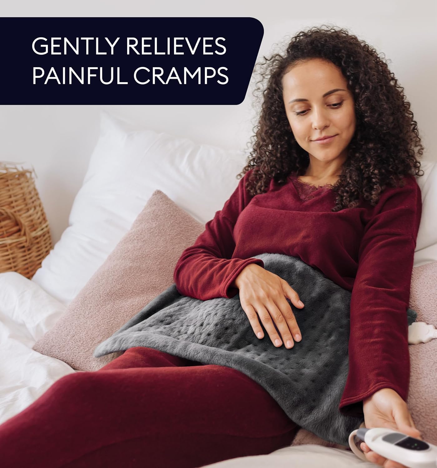 GENIANI Electric Throw - XXL 18"x26" Heating Pad for Back Pain & Cramps Relief, Auto Shut Off, Machine Washable, Heat Pad, Holiday Gifts for Women, Men, Heat Patches (Tabby Gray)