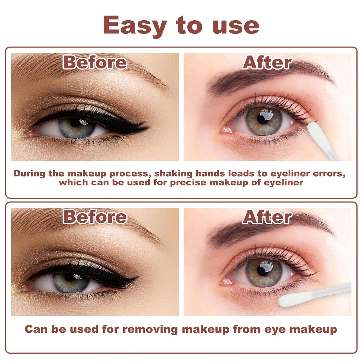 Cotton Swabs,Cotton Makeup Remover Swabs,Eye & Lip Sticks Remover,Liquid-Filled Makeup Remover Swabs Disposable Cotton Swabs for Eye/Lip/Eyebrow/Eyelash Makeup (Pack of 200)