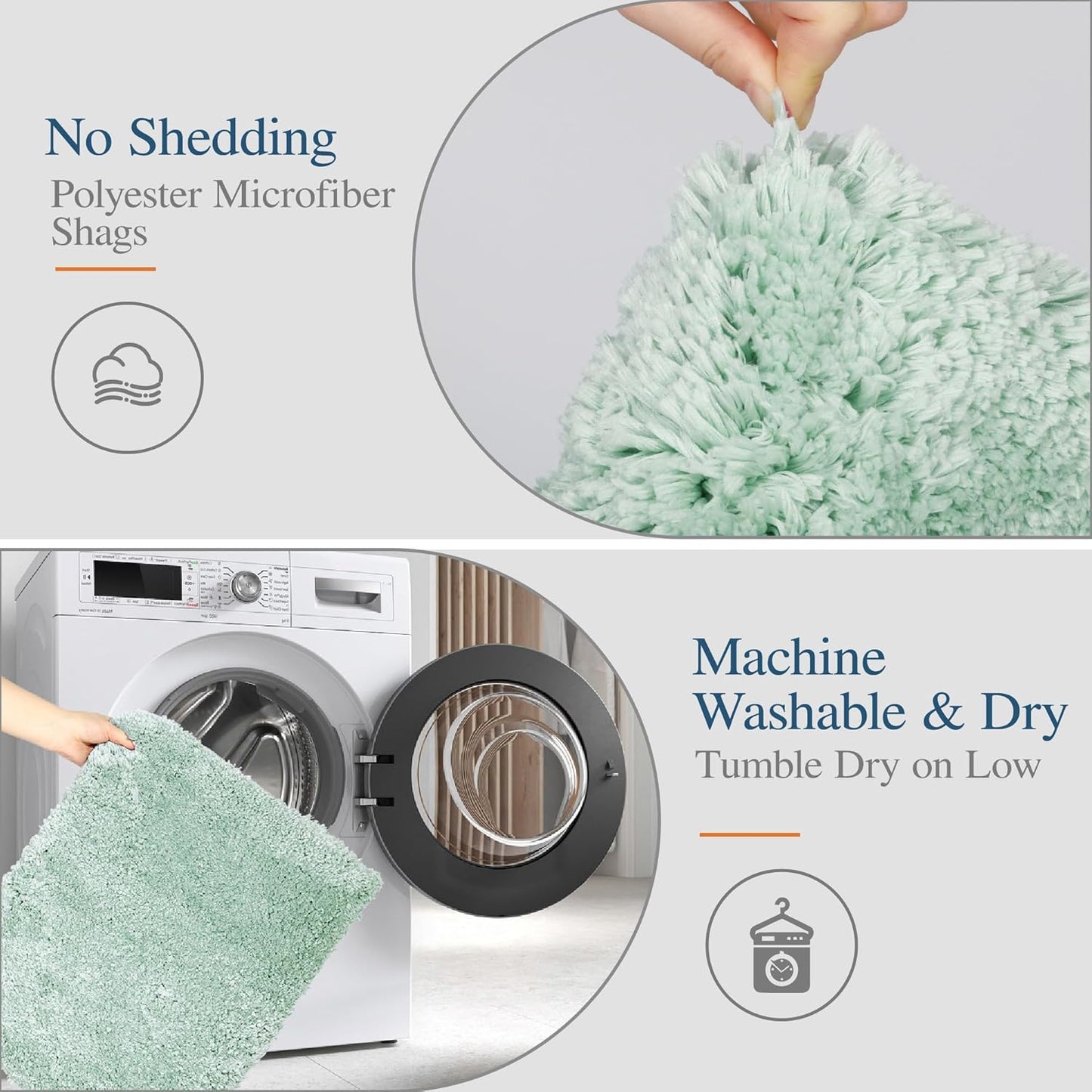 Walensee Bathroom Rug Non Slip Bath Mat (16 x 24, Aqua) Water Absorbent Soft Microfiber Shaggy Bathroom Mat Machine Washable Bath Rug Thick Plush Rugs for Shower