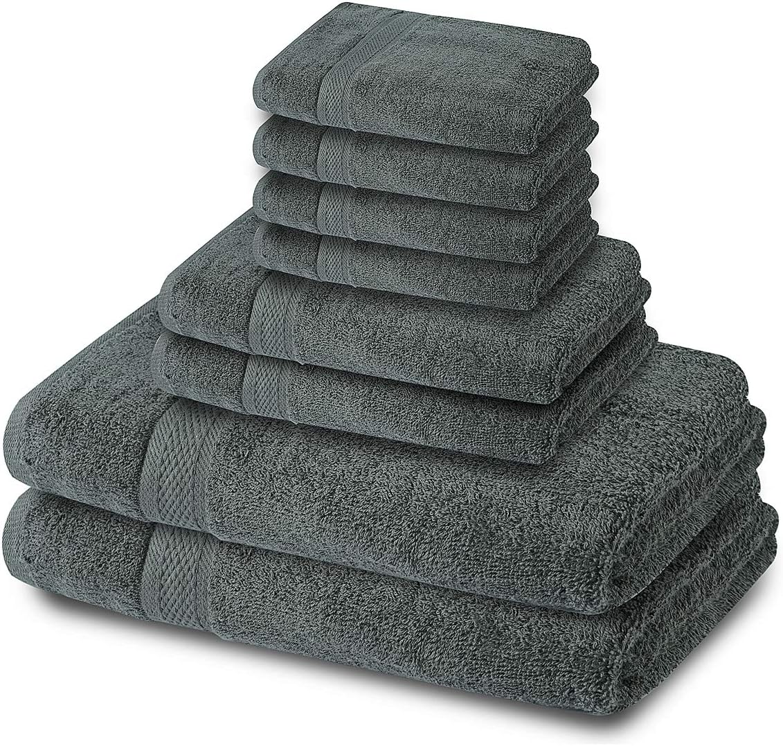 8 Piece Towel Set – 100% Cotton, Luxury & Soft Bath Towels, Highly Absorbent, Quick Dry, Plush & Fluffy, Hotel Quality, Large & Durable (2 Large Towels, 2 Hand Towels, 4 Washcloth)