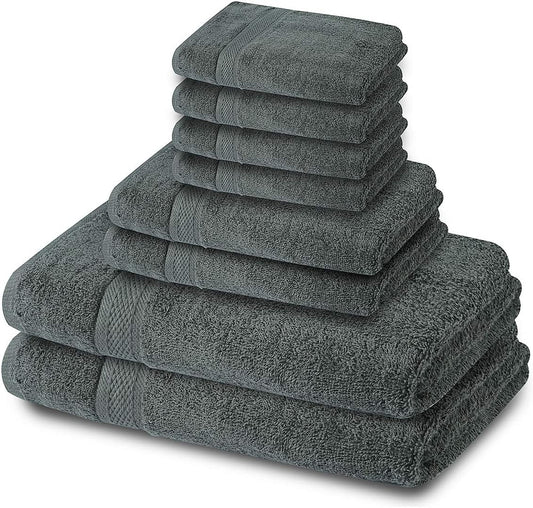 8 Piece Towel Set – 100% Cotton, Luxury & Soft Bath Towels, Highly Absorbent, Quick Dry, Plush & Fluffy, Hotel Quality, Large & Durable (2 Large Towels, 2 Hand Towels, 4 Washcloth)