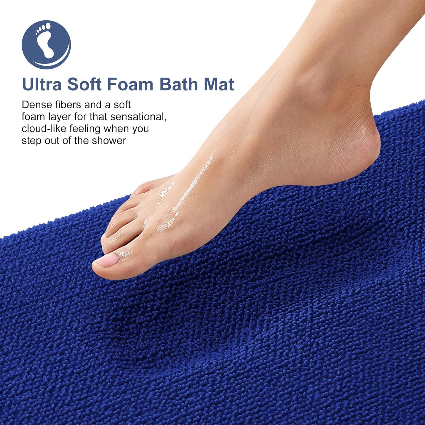 OLANLY Thick Memory Foam Bath Mat Rug 24x16, Extra Soft Absorbent Bathroom Rug, Quick Dry Bath Mats, Non-Slip, Machine Washable Carpet for Bathroom, Tub and Shower, Home Decor Accessories, Royal Blue
