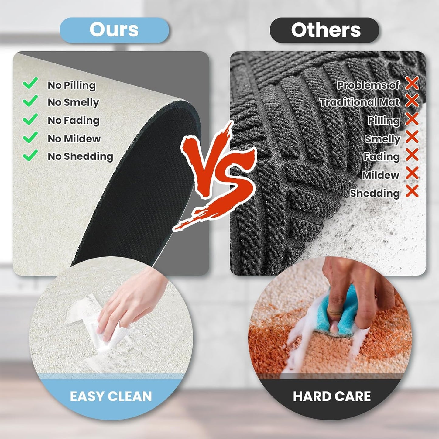 Diatomaceous Earth Bath mat Bathroom Rugs Super Absorbent Quick Dry Non Slip Bath Mat Thin Bathroom Floor Mats Fit Under Door-Shower Rug for in Front of Bathtub Shower, Beige, 23.6"x47.2"